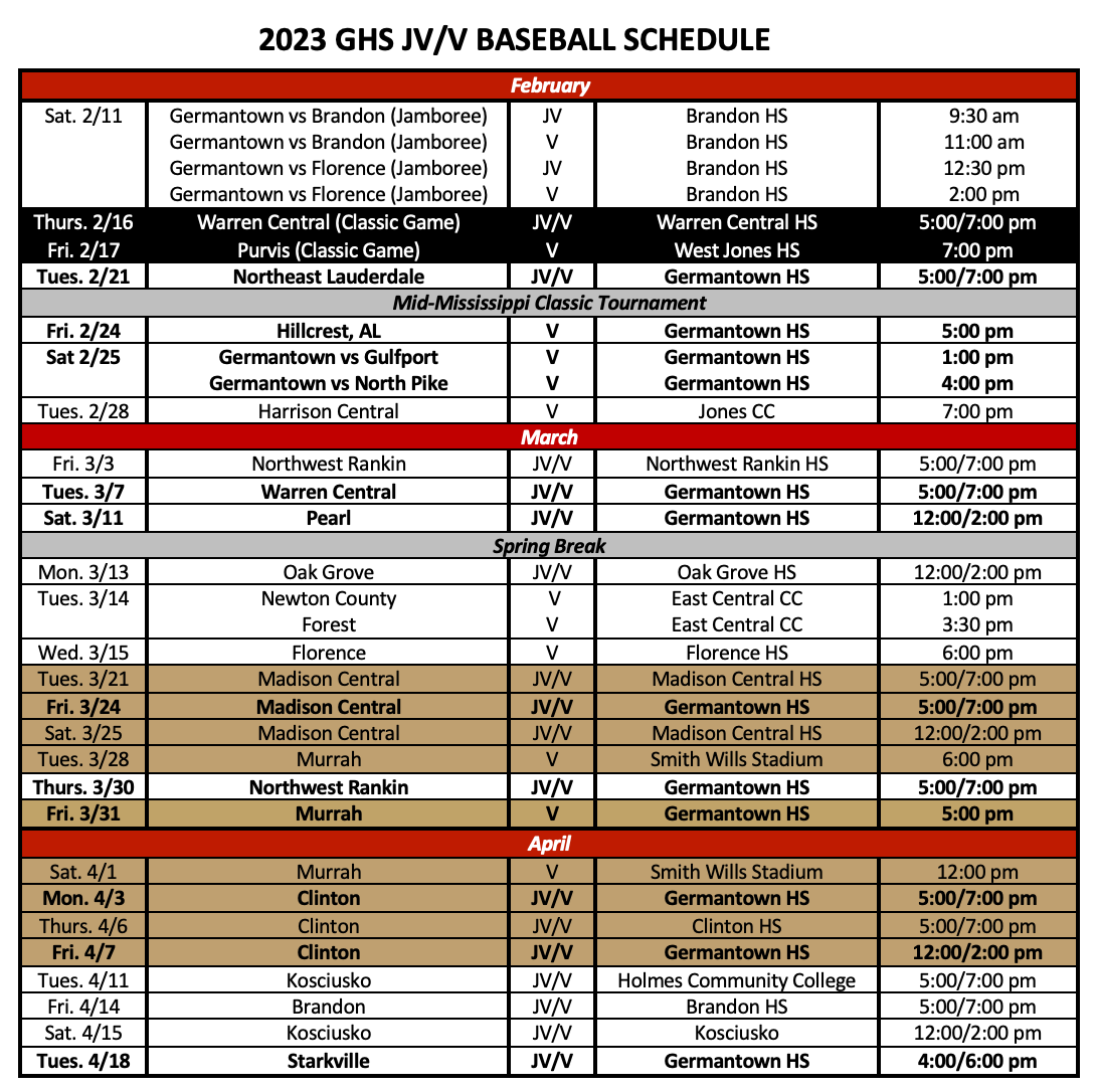 2023 Schedule